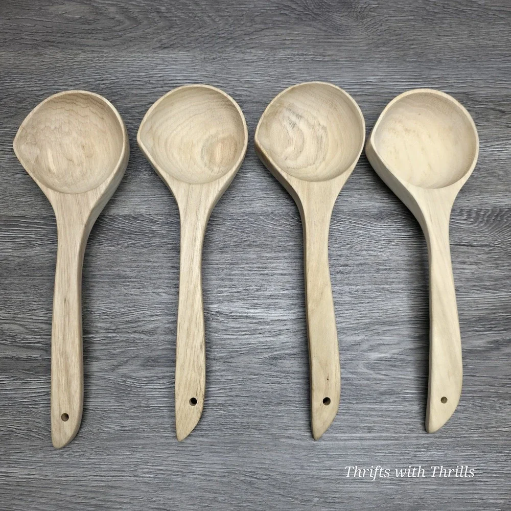 4 Peice Wooden Soup Ladles - Excellent For All Types Of Cooking And Serving Food